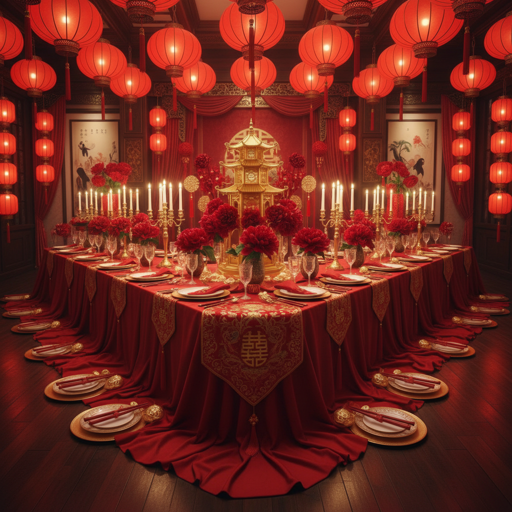 Luxury Chinese wedding banquet setting