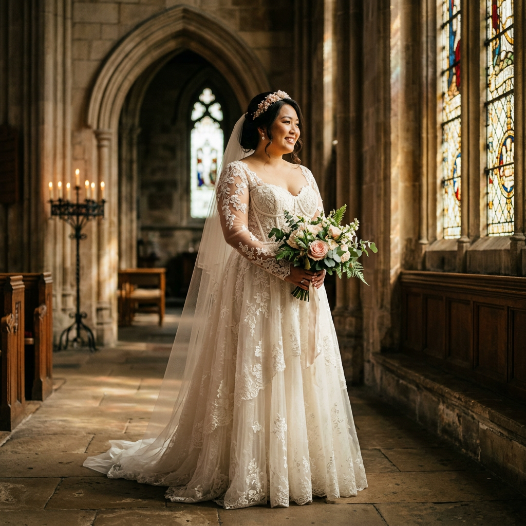 Bride in elegant lace gown
