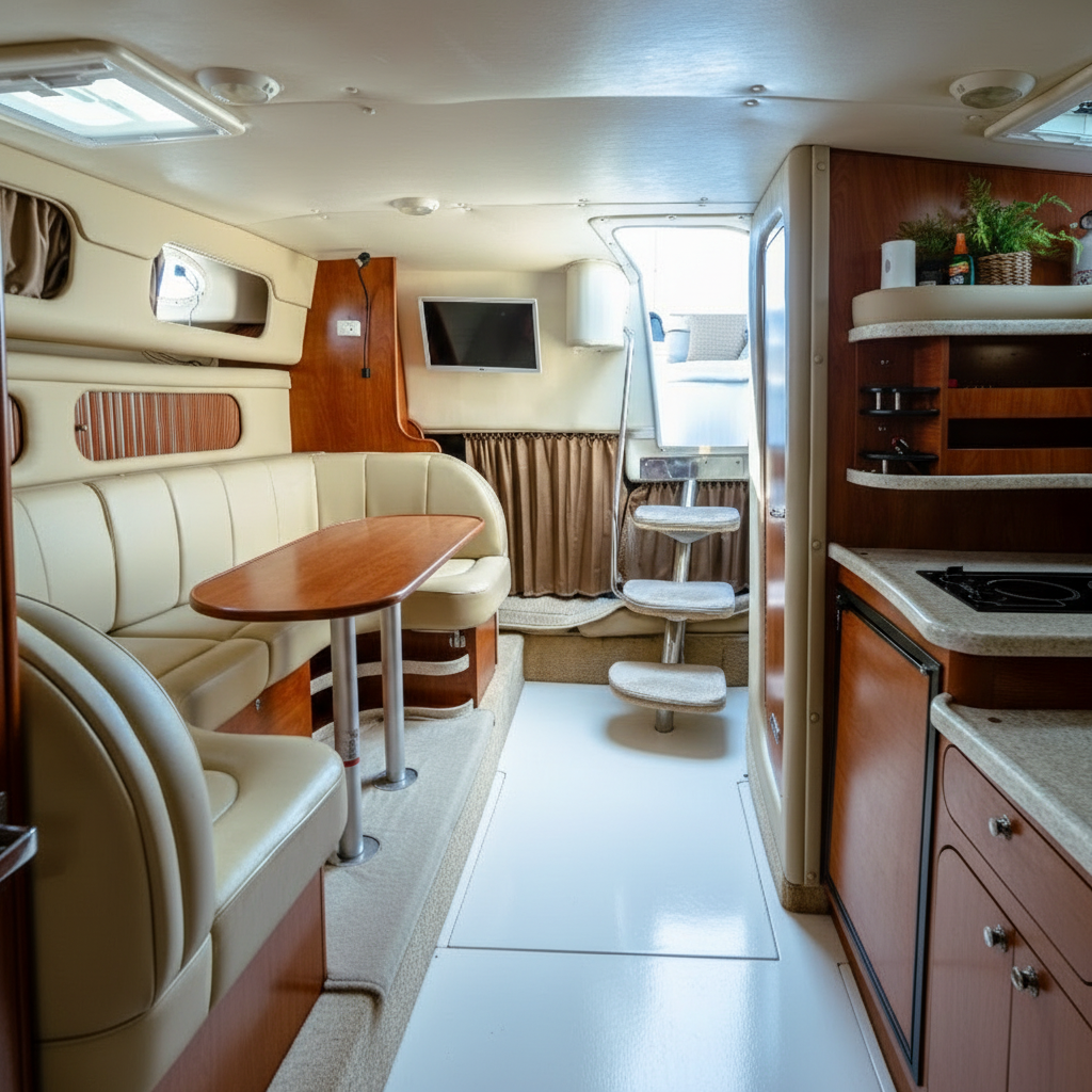 Interior of the 37-foot Rinker Express Cruiser