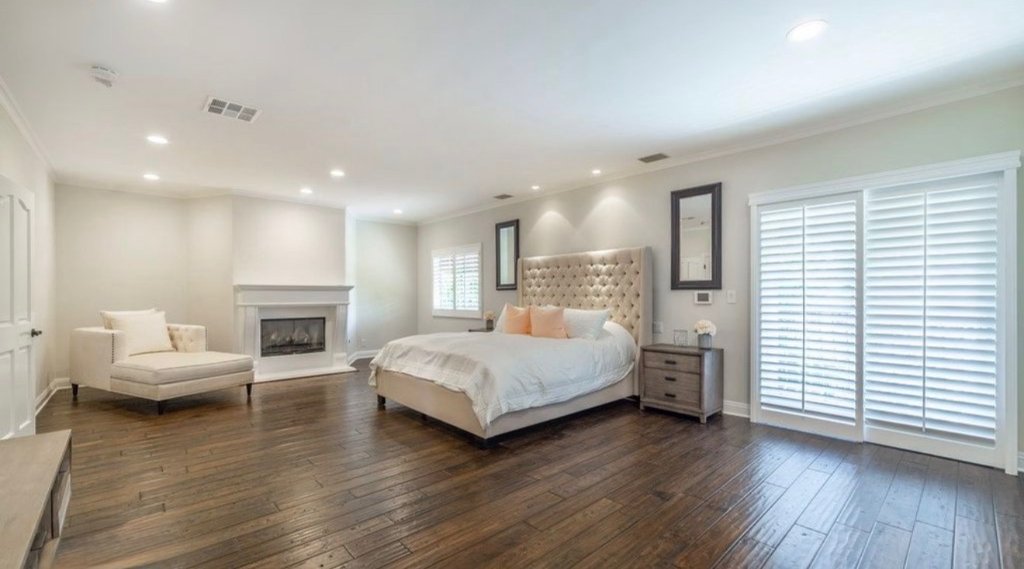 Master suite with fireplace