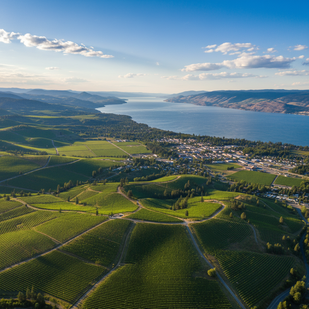 Summerland, BC   orchards and vineyards above Okanagan Lake