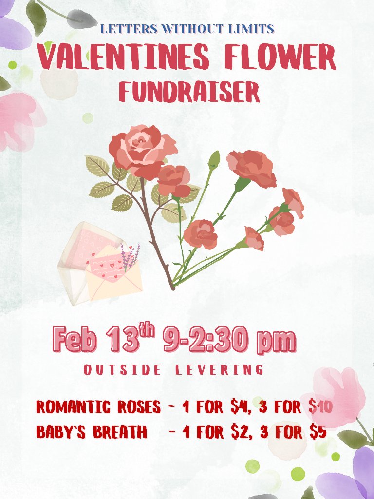 Valentine's Day flower fundraiser poster