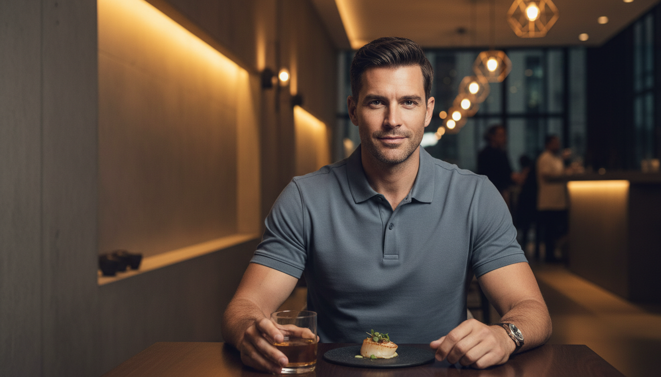 19:00 - Jantar: Após 12 horas, a mesma elegância e frescor do amanhecer.