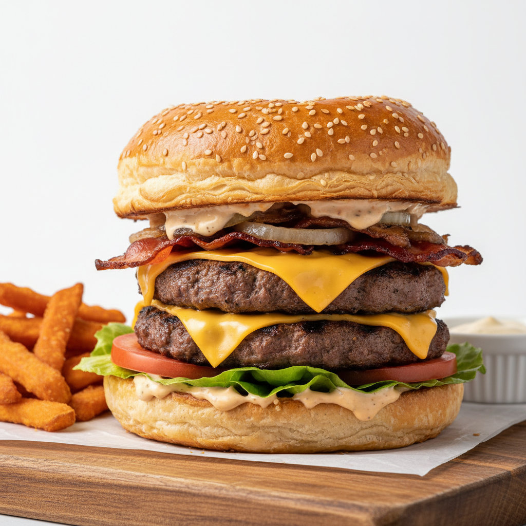 DOBLE Hamburguesa casera con pan de hojaldre