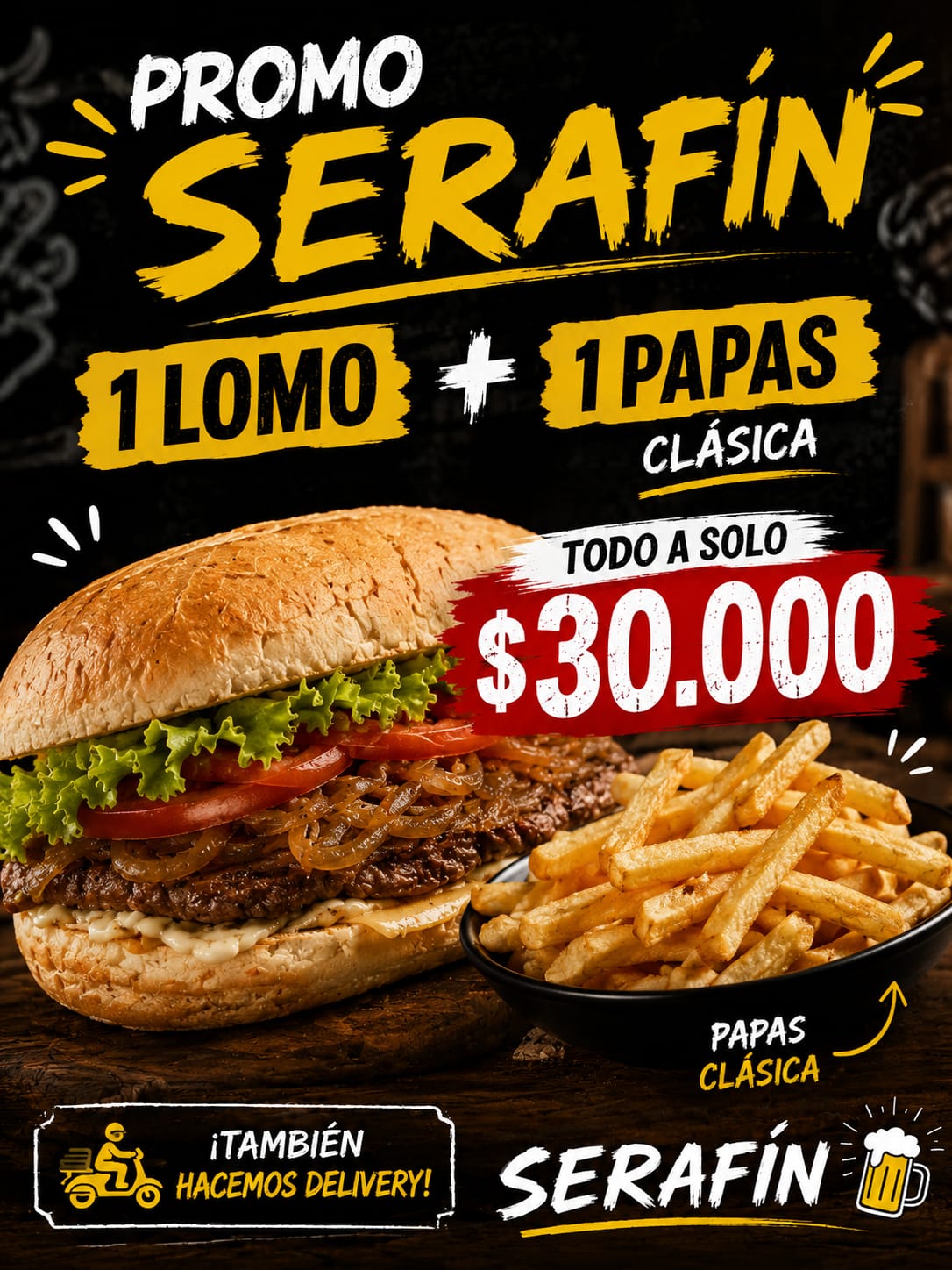 Combo Promo Serafín (1 Lomo + 1 Papas Clásica)