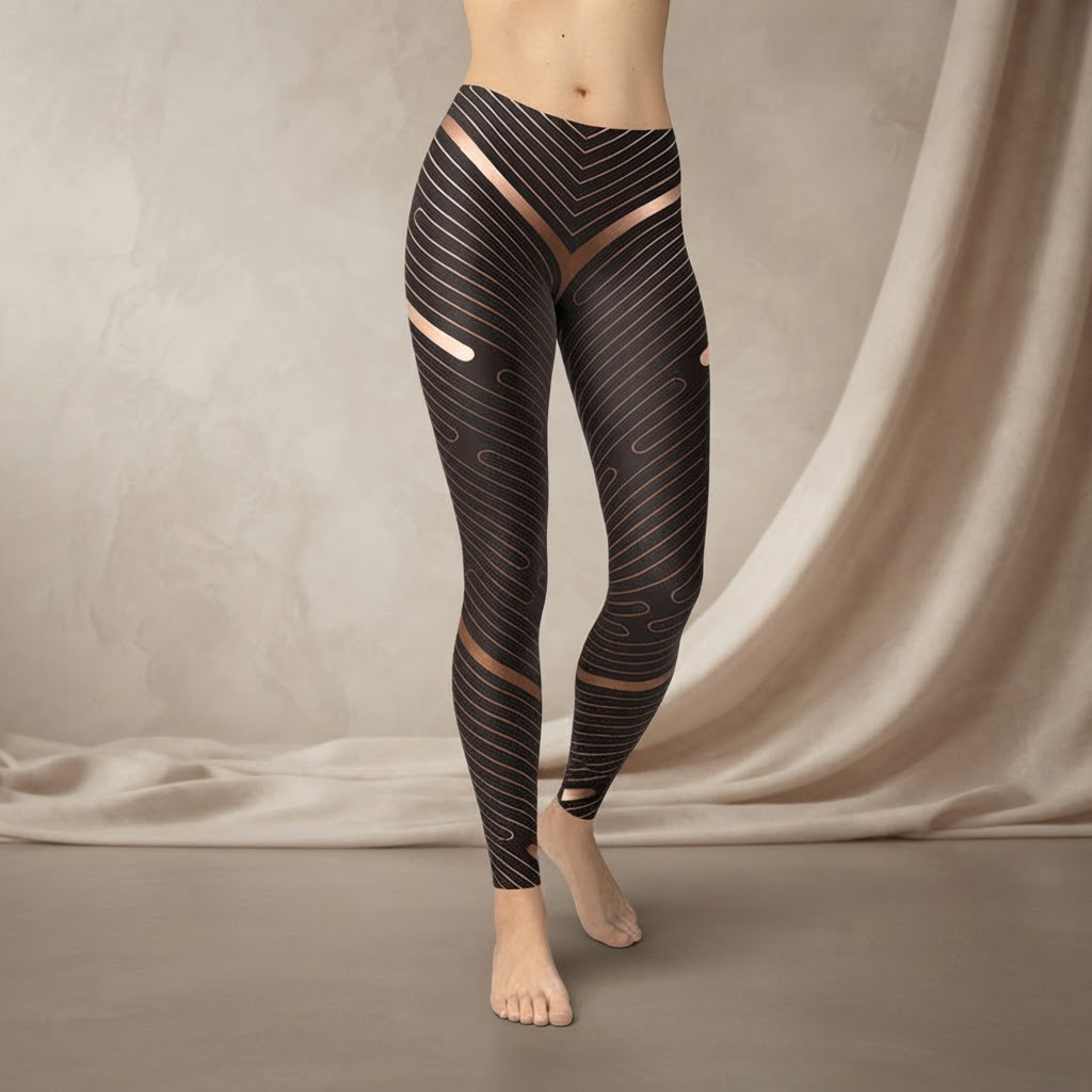 Elevated Striped Brown Performance Leggings