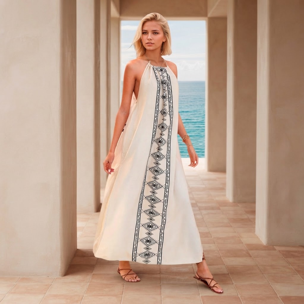 Elegant Backless Maxi Dress with High Slit
