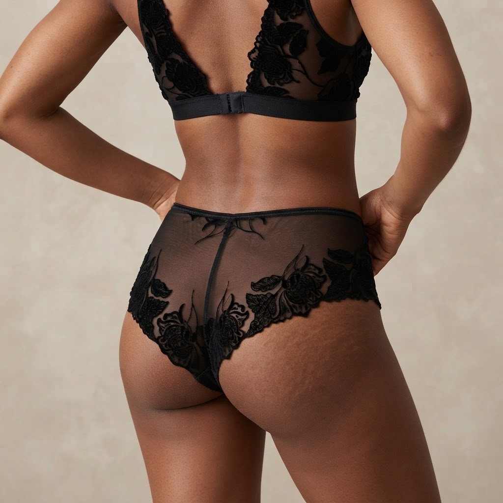 Elegant Sheer Floral Velvet Shorty