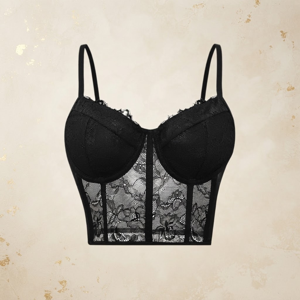 Sultry Black Mesh Push-Up Bralette