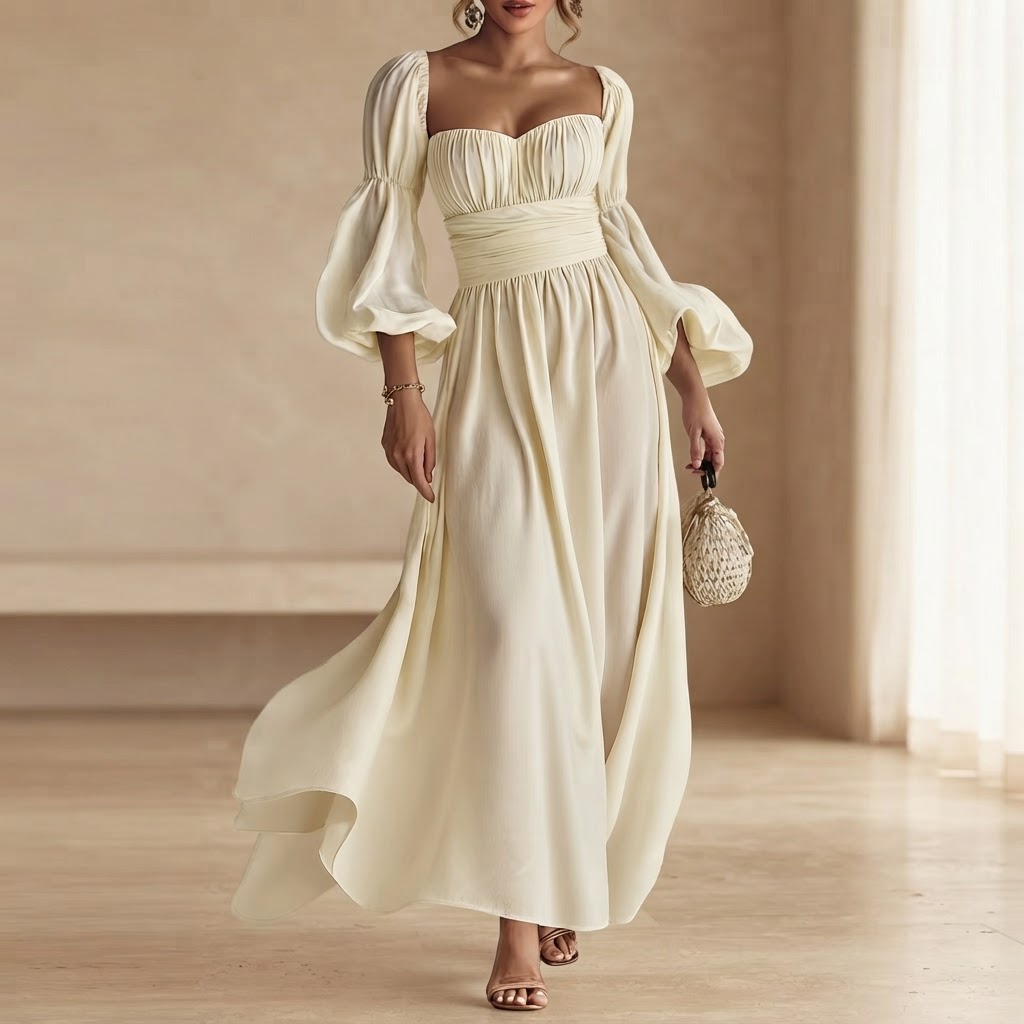 Mojobae Elegant Retro French Maxi Dress