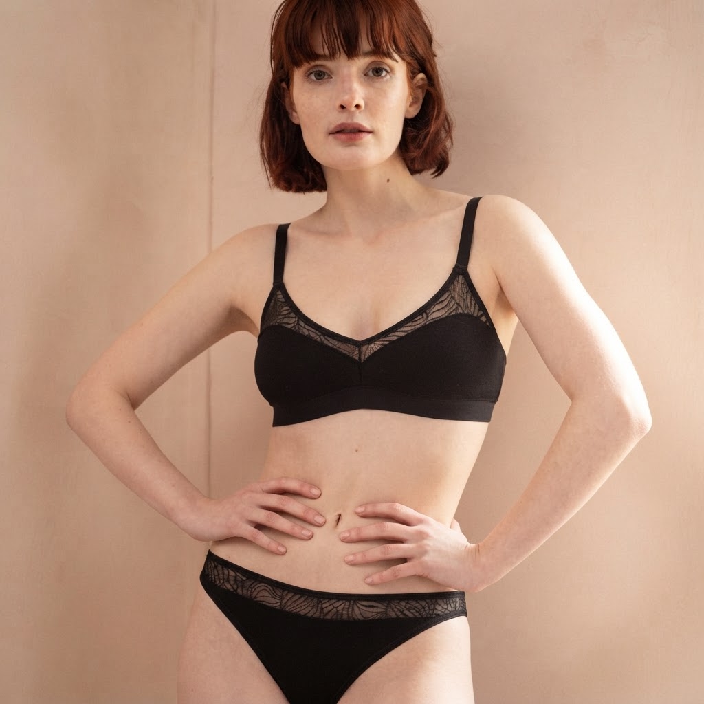 Savannah Black Minimalist Bralette