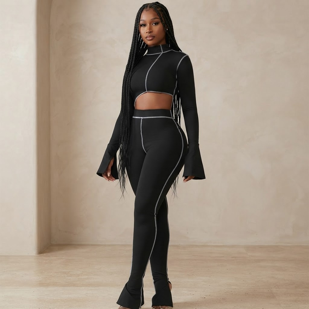 Elegant Bodycon Two-Piece Fitness Set for Women