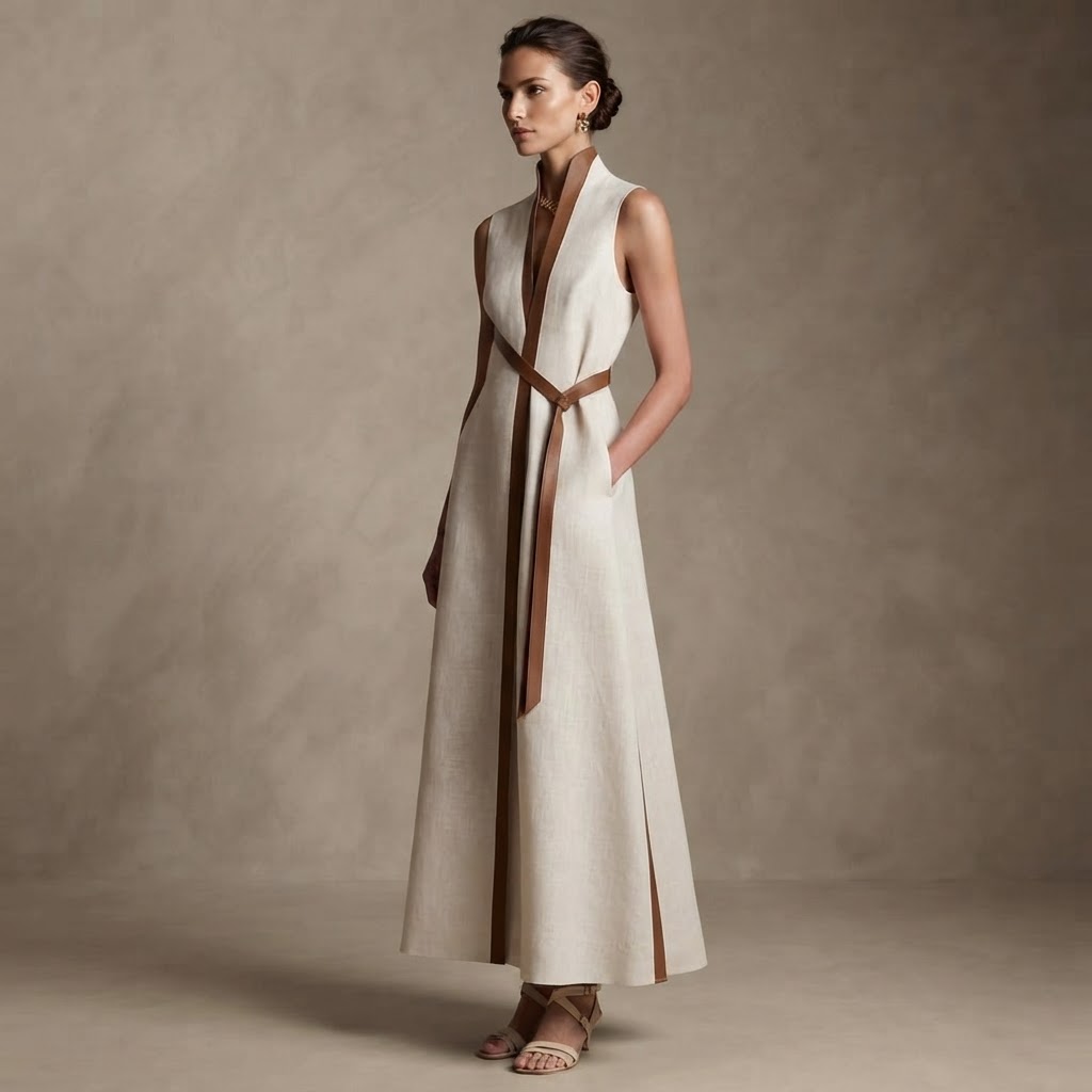 Elegant Sleeveless Striped Maxi Dress