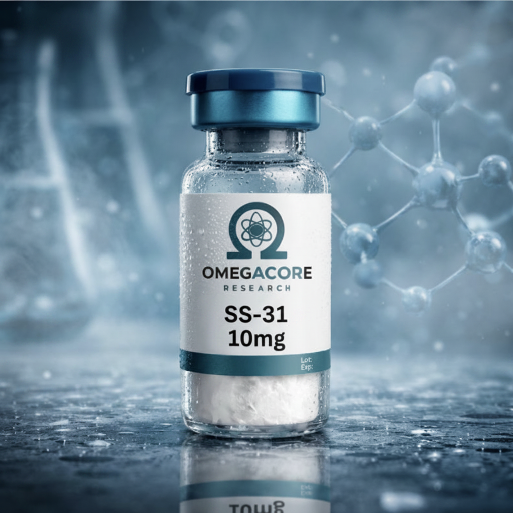 Glass vial of SS31 peptide research compound