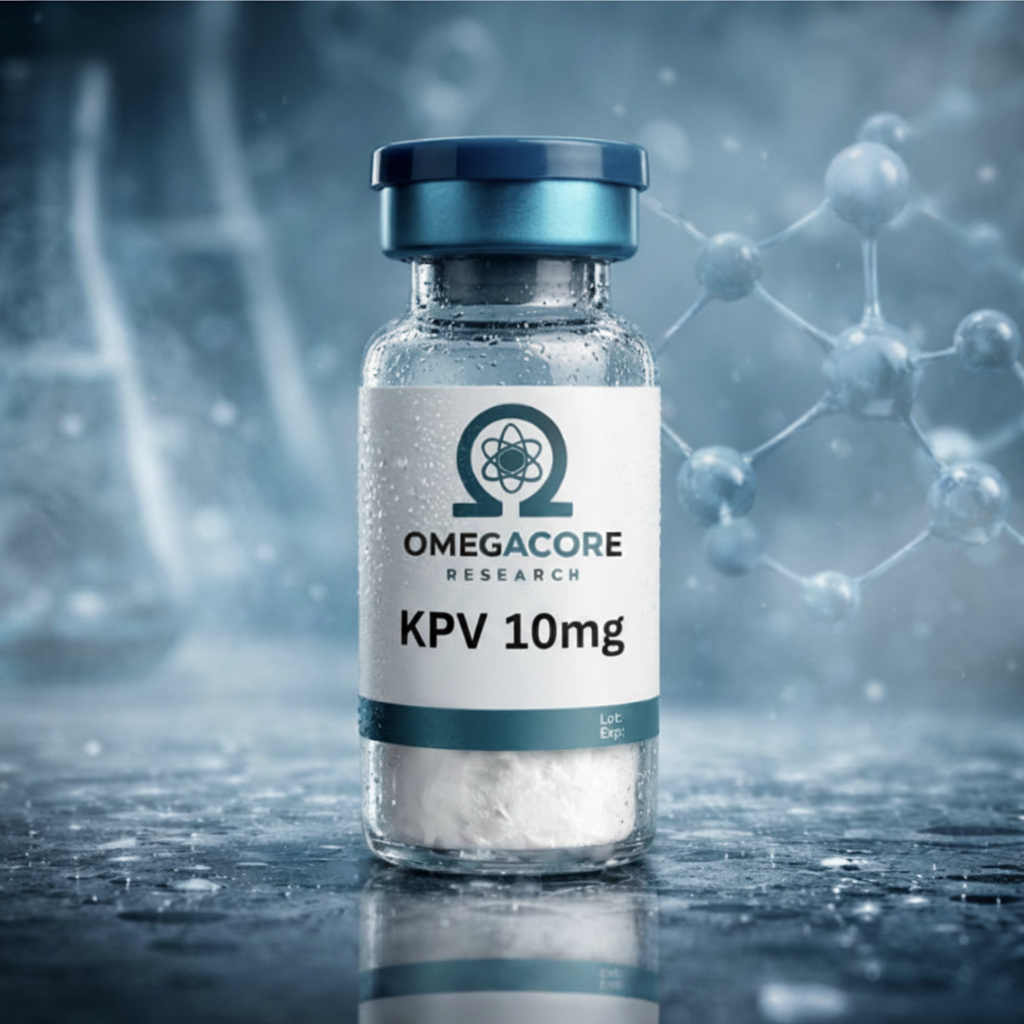 Glass vial of KPV peptide research compound