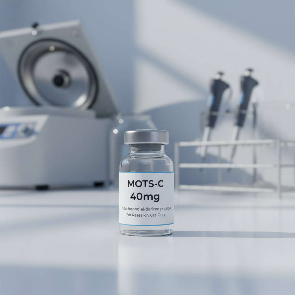 Glass vial of MOTS-C peptide research compound