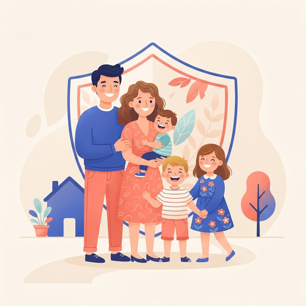 A happy family protected by ShieldMyPlan