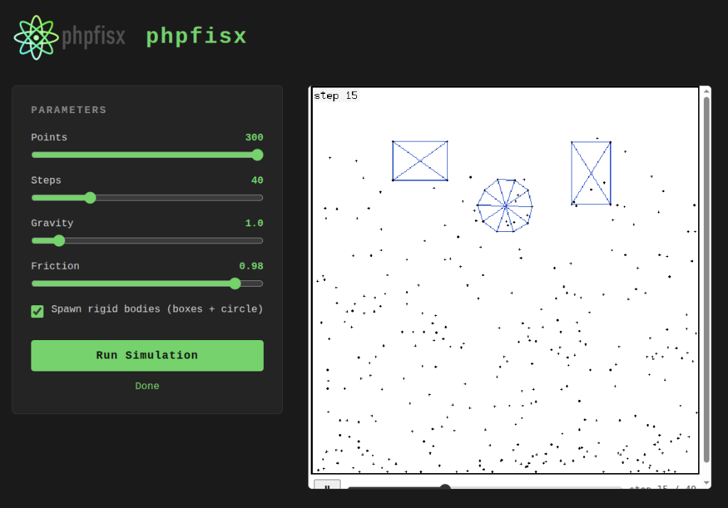 phpfisx physics simulation