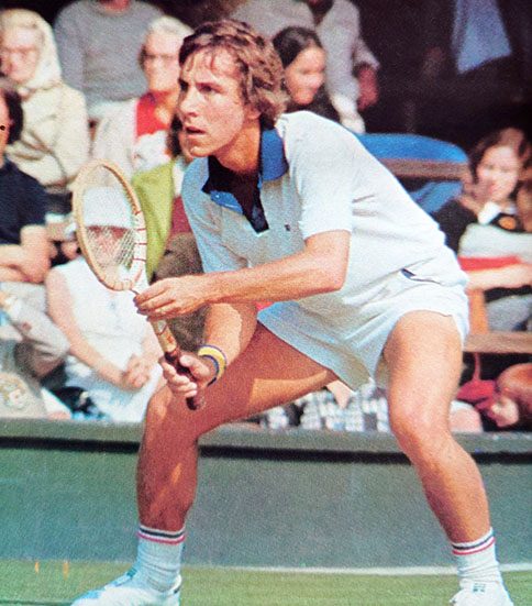 Dick Stockton in his tennis stance