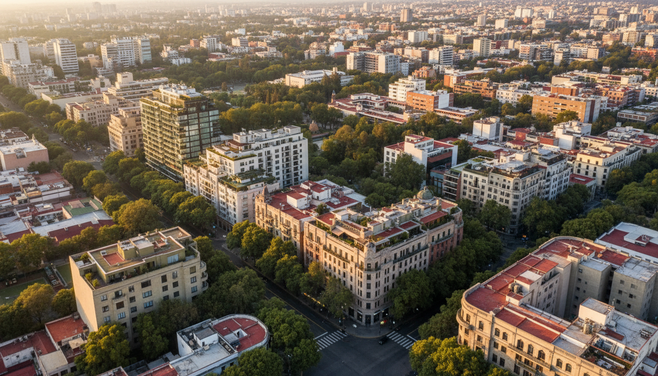 Vista aérea de colonias premium en Ciudad de México