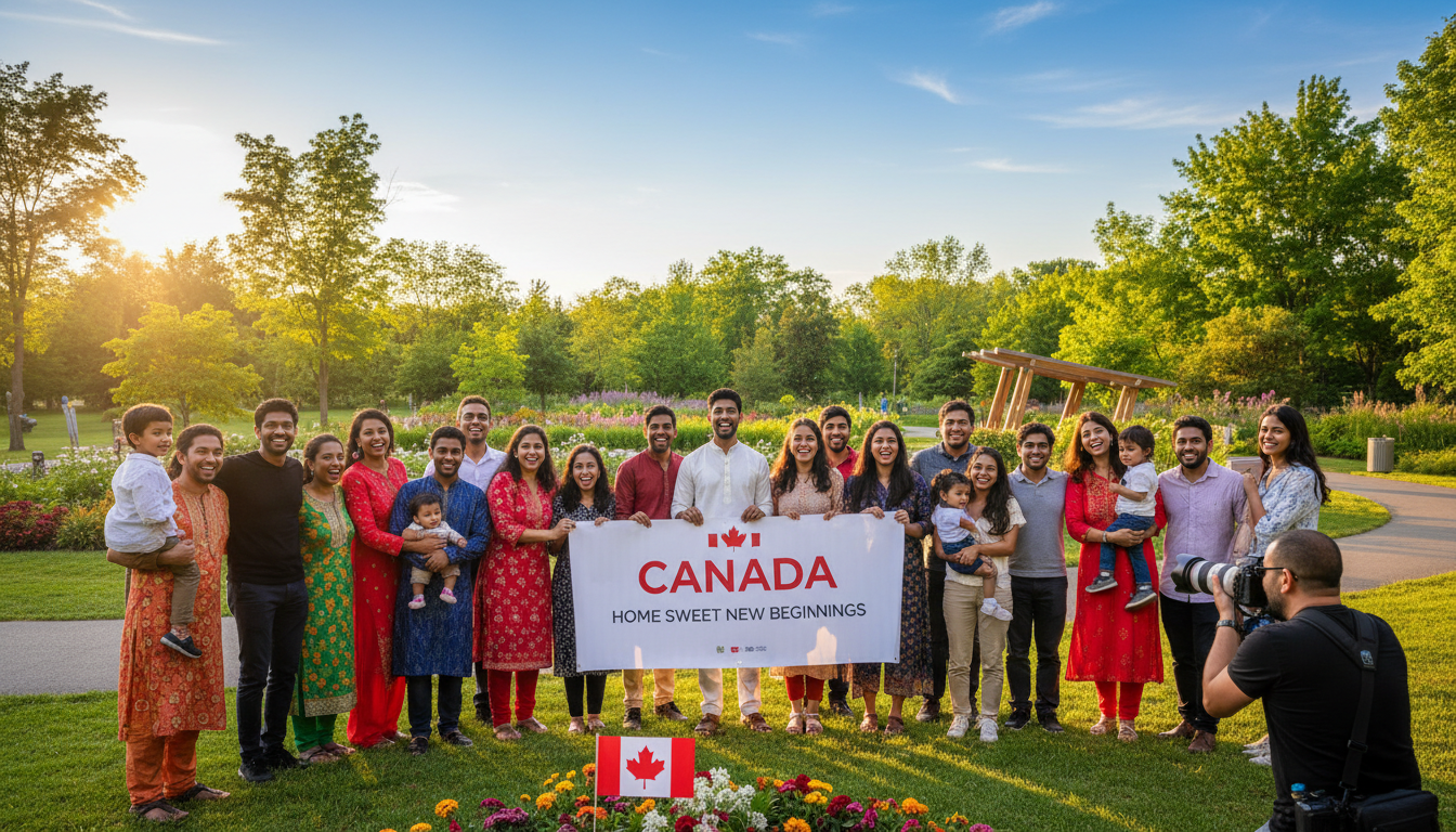 Happy immigrant families in Canada