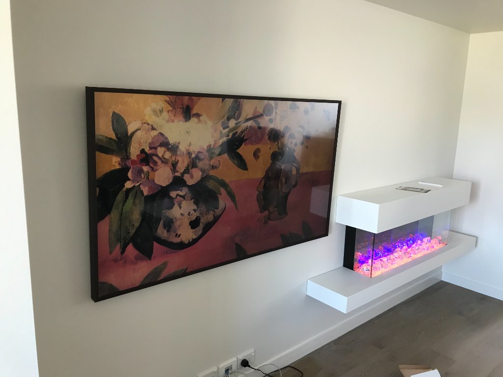 TV and electric fireplace wall installation