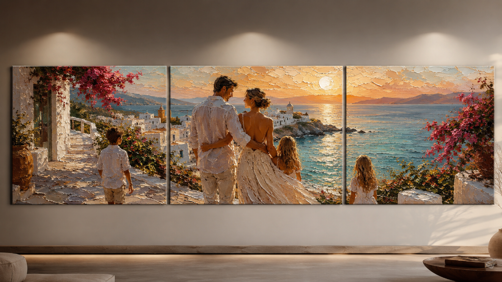 Tríptico · Paisaje Mediterráneo al Atardecer