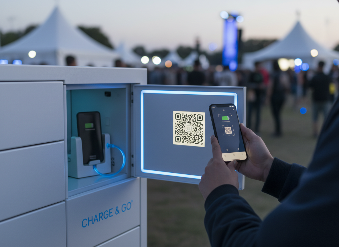 Person scanning QR code to open a smart locker