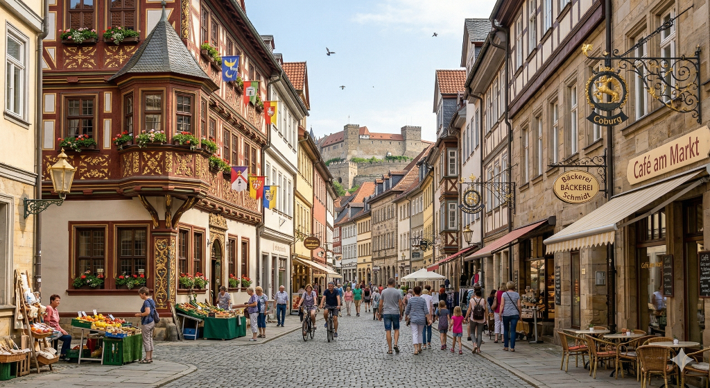 Blick auf die Altstadt von Coburg mit der Veste Coburg – Standort der DreamzzzCoburg Ferienwohnungen