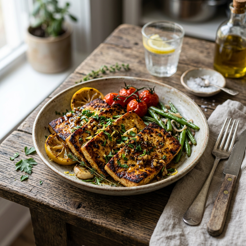 Tofu a la Plancha con Limón y Ajo