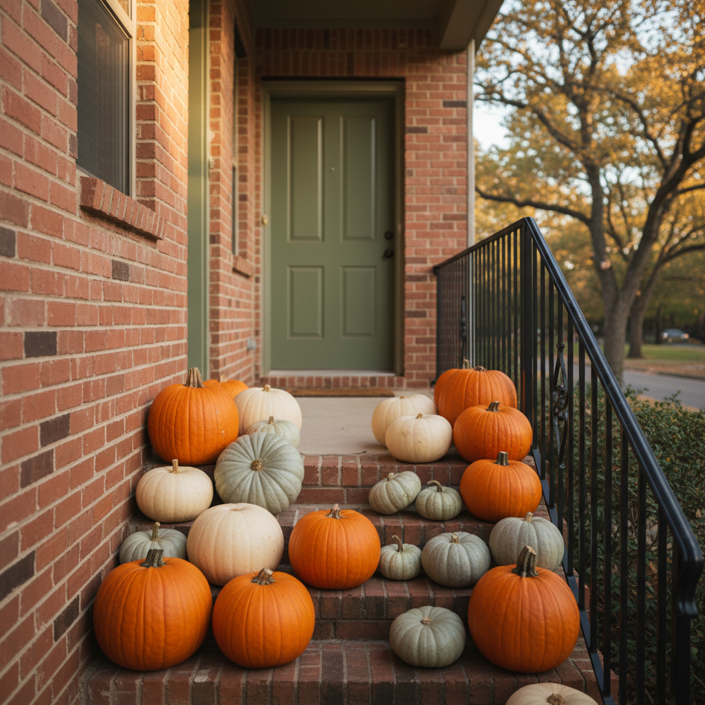Narrow red brick townhome porch — Starter scale