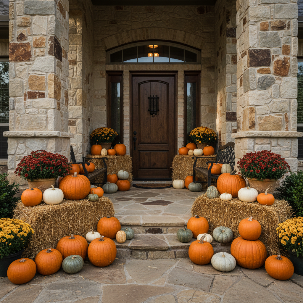 Stone exterior covered entryway — Classic scale