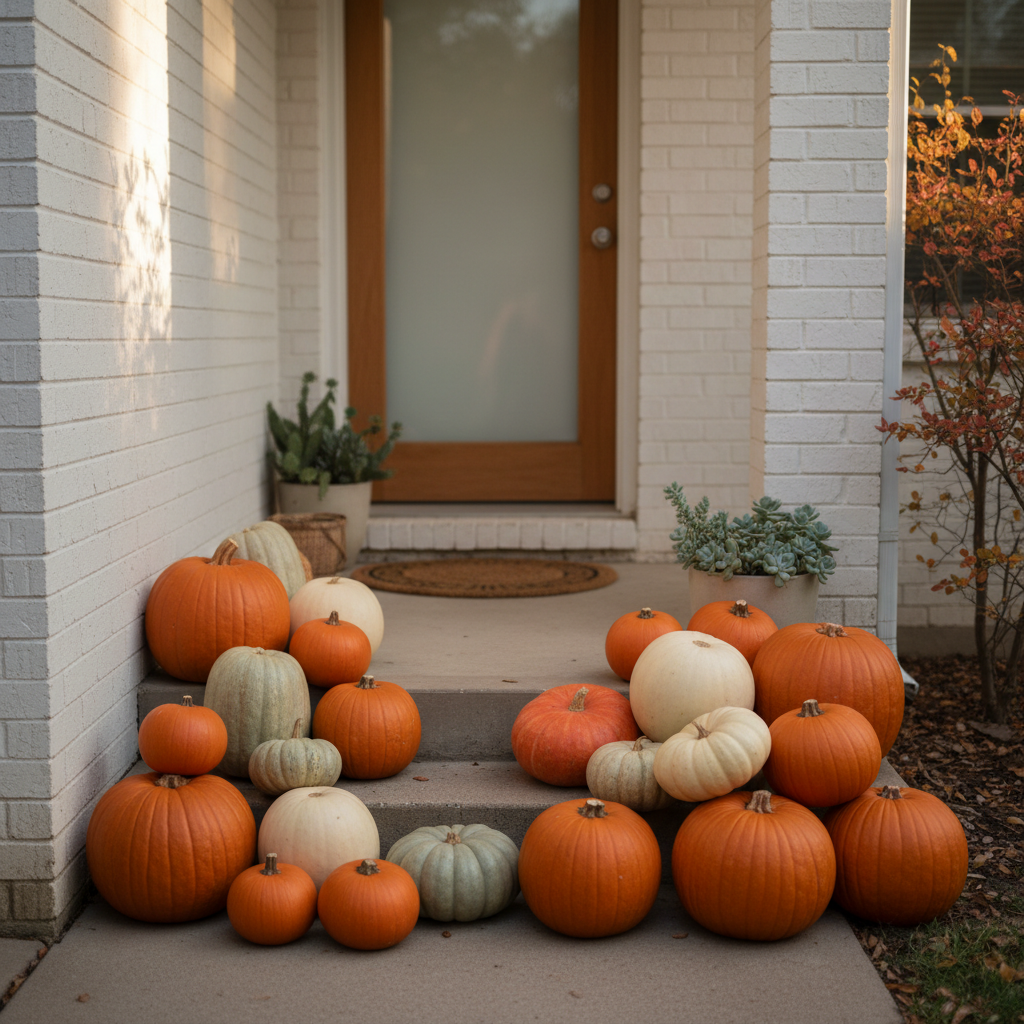 Small white brick condo entryway — Starter scale