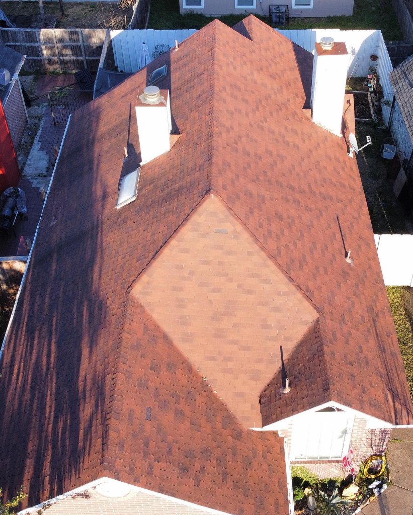 Roof before restoration - storm damage
