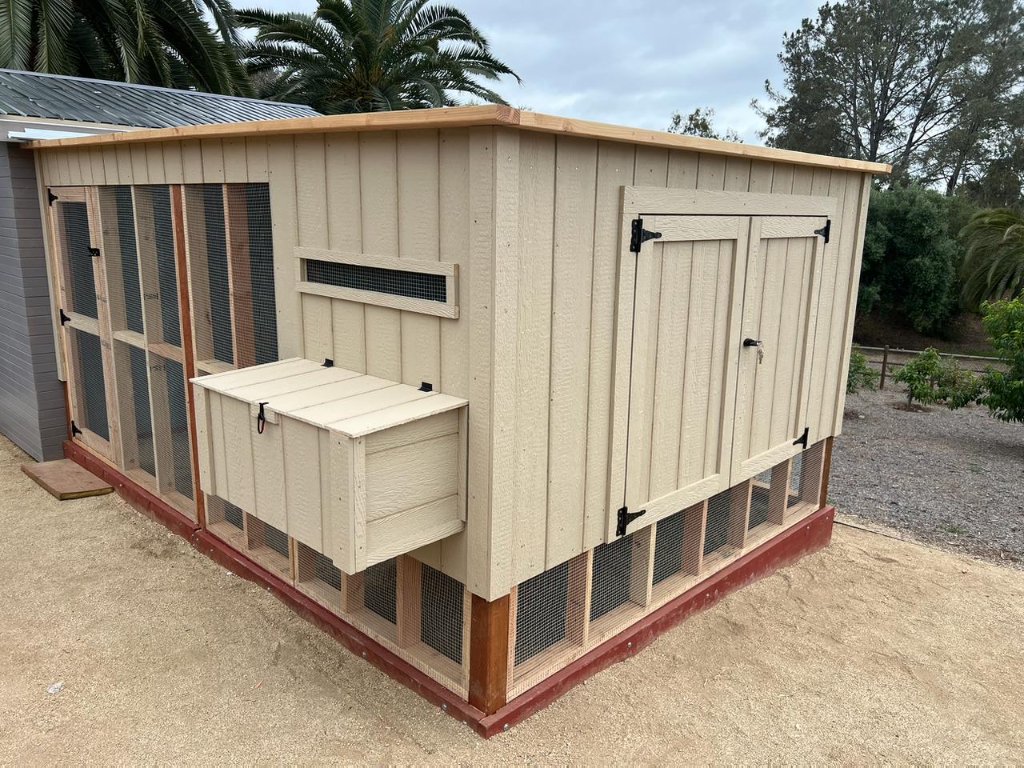 Tan Coop with Nesting Box | Chicken Coop in San Diego County