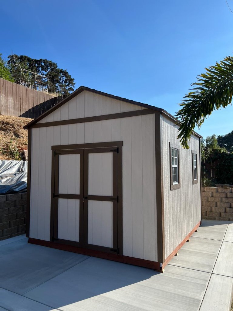 Cream & Brown Shed | Custom Shed in San Diego County
