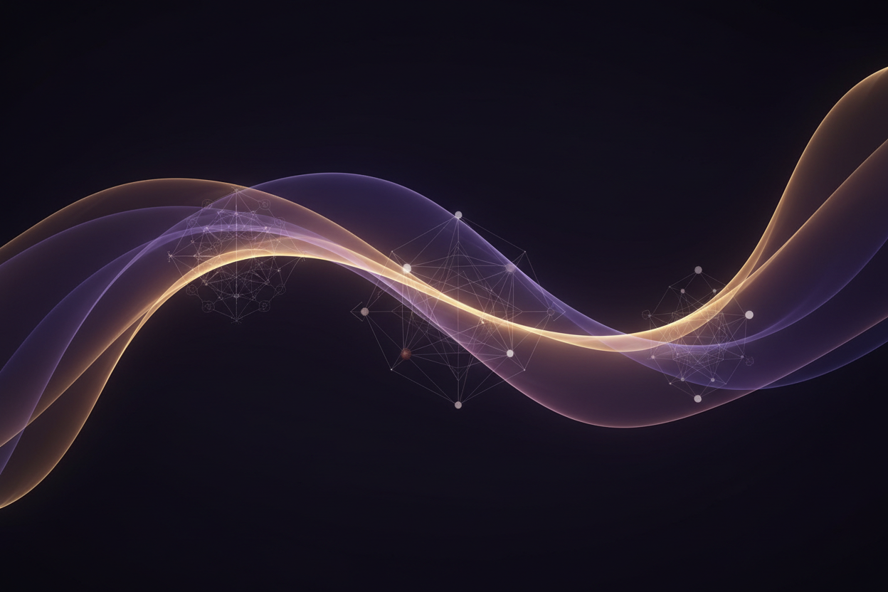 Abstract spiritual energy flowing in violet and gold