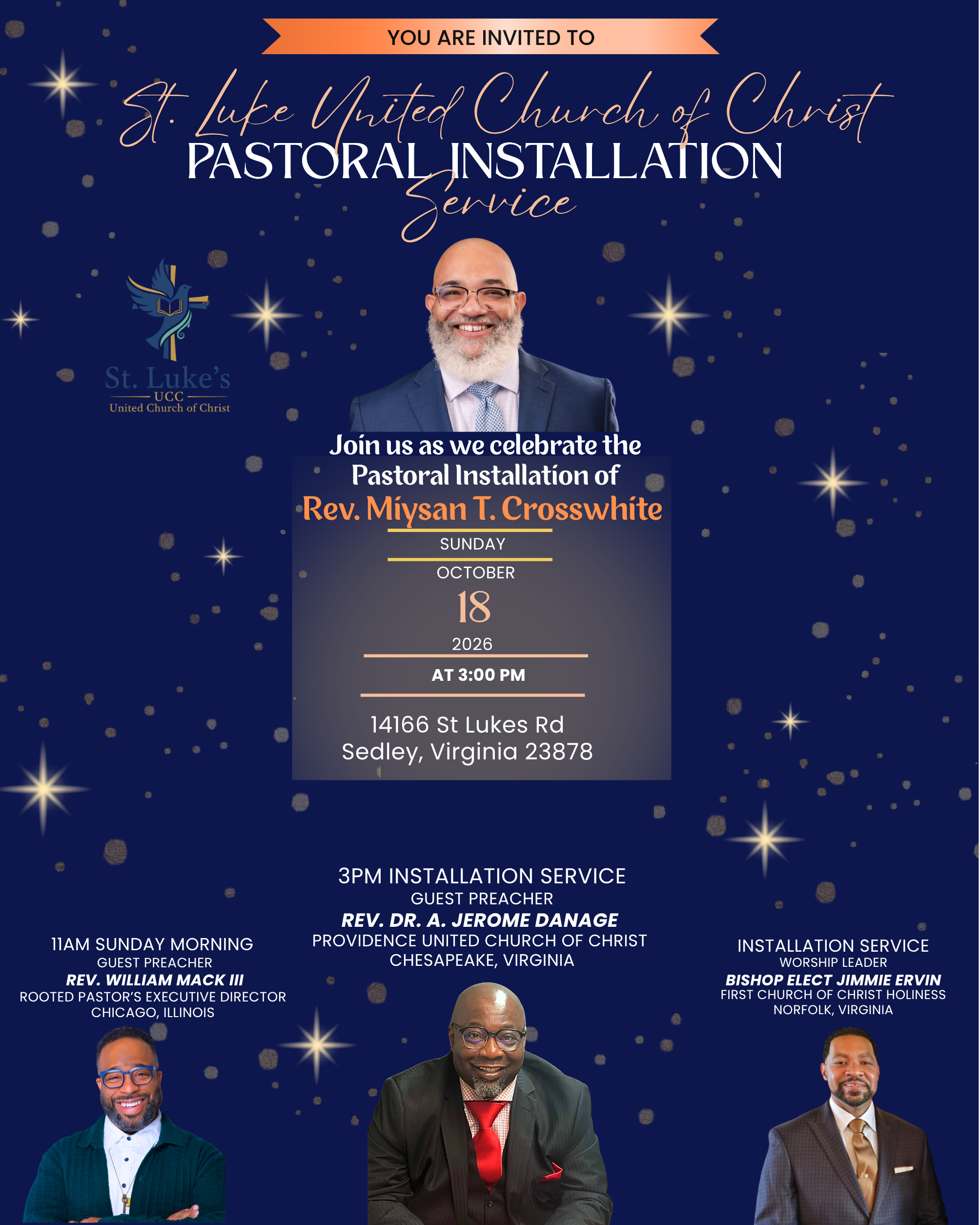 Pastoral Installation Service Flyer — Sunday, October 18, 2026 at 3:00 PM