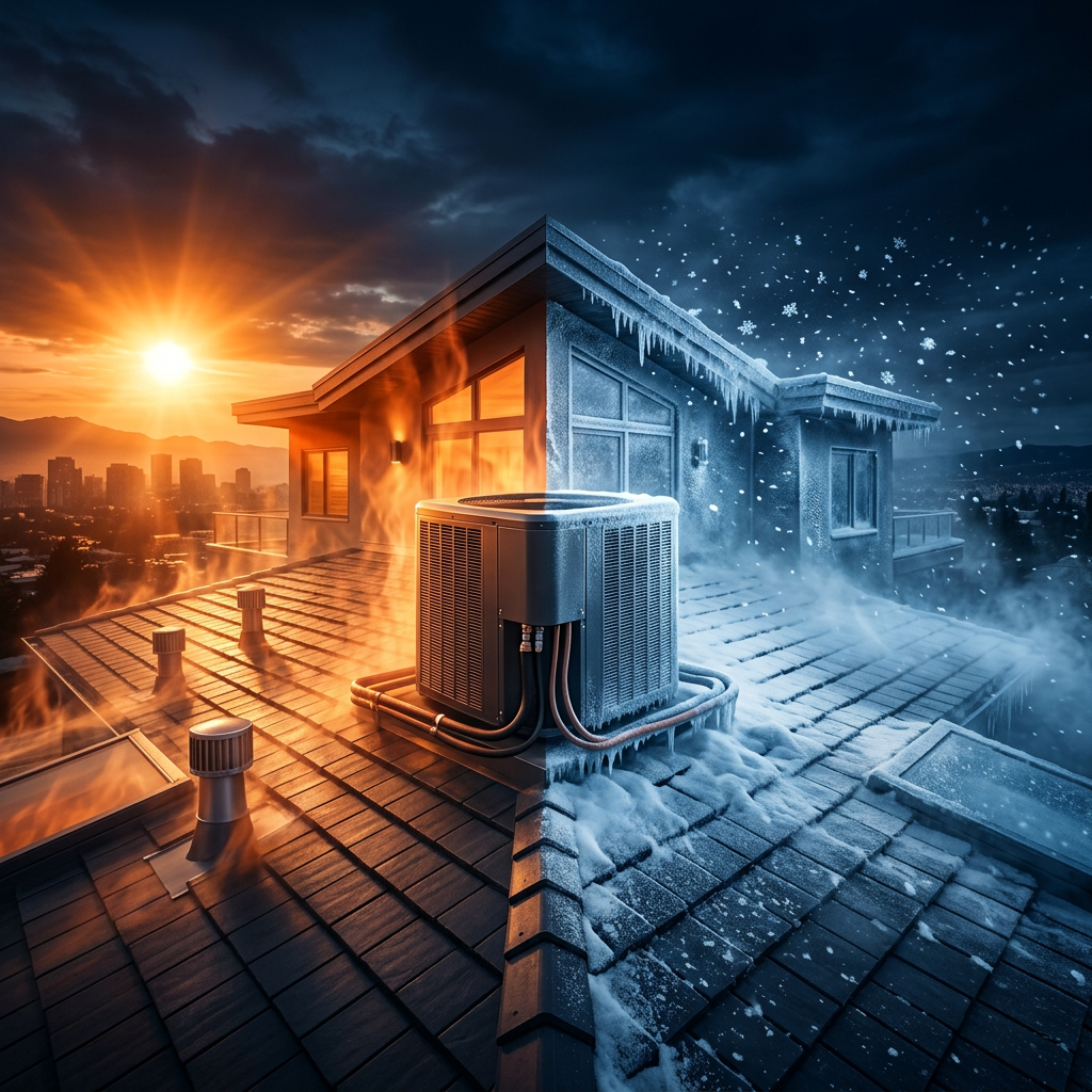 House shown in winter climate treatment