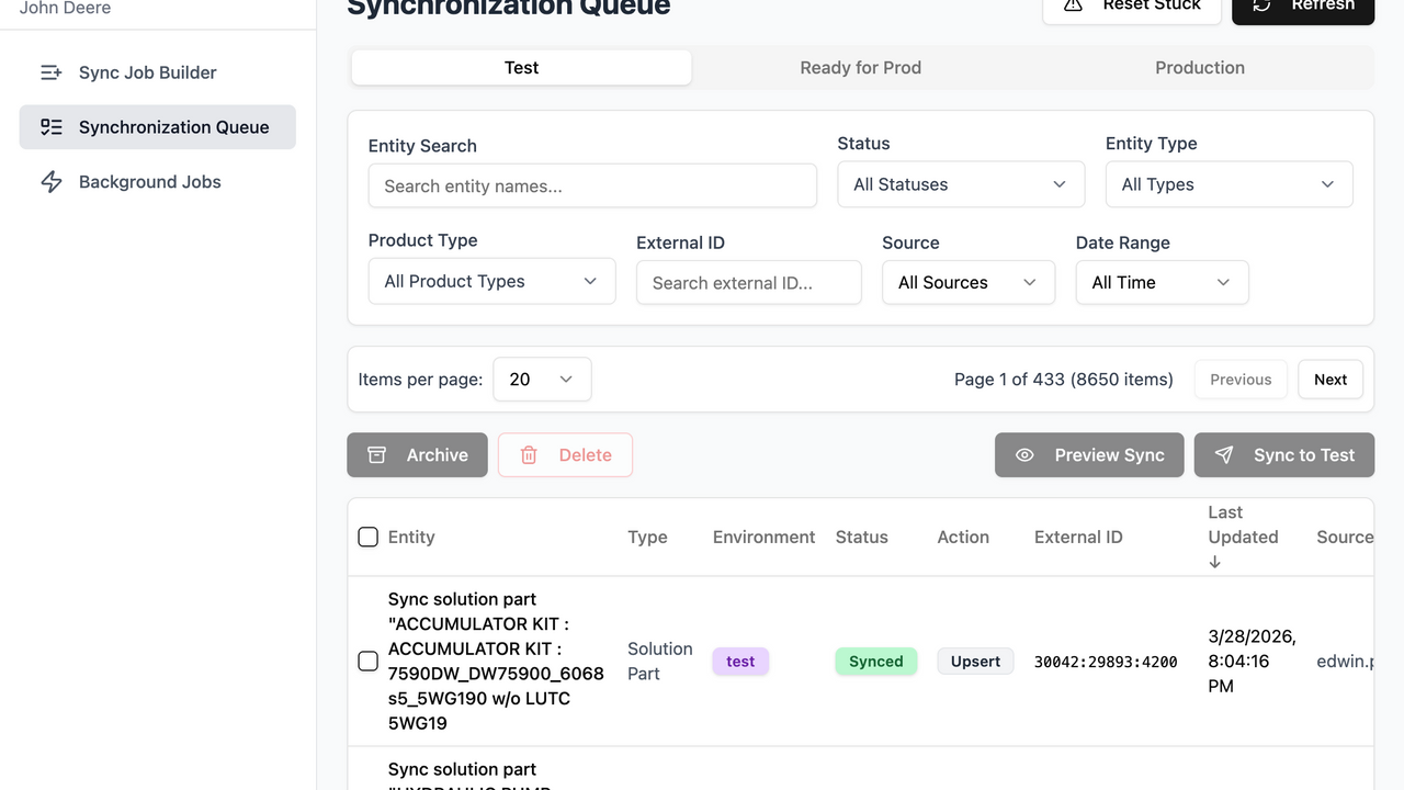 Sync Manager template preview
