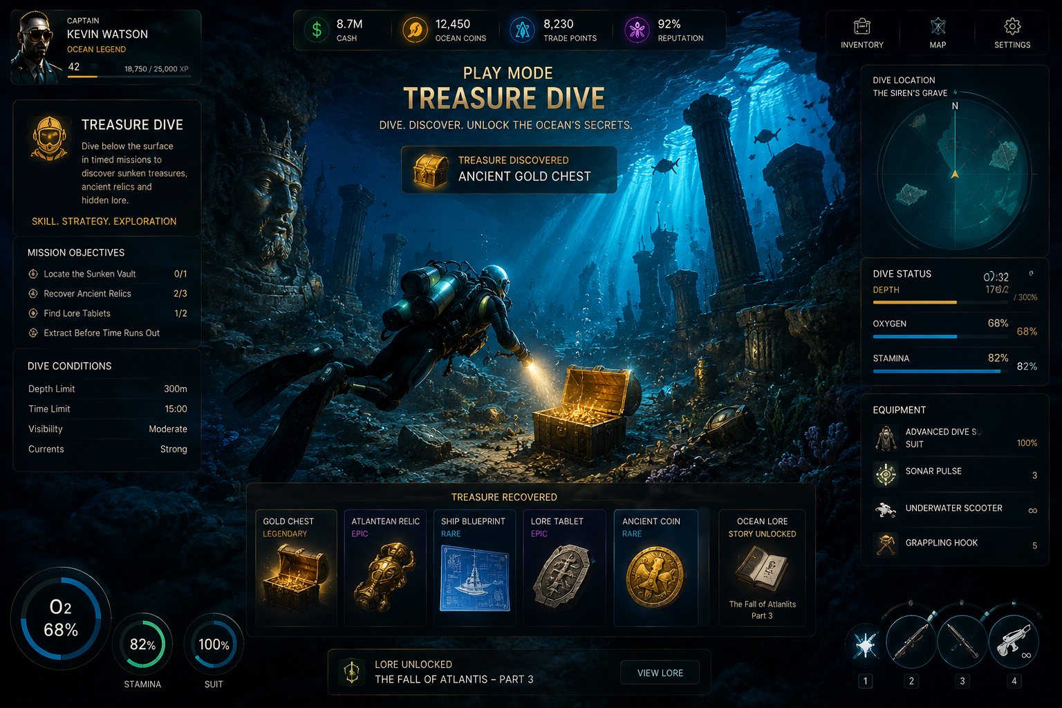 TREASURE DIVE HUD