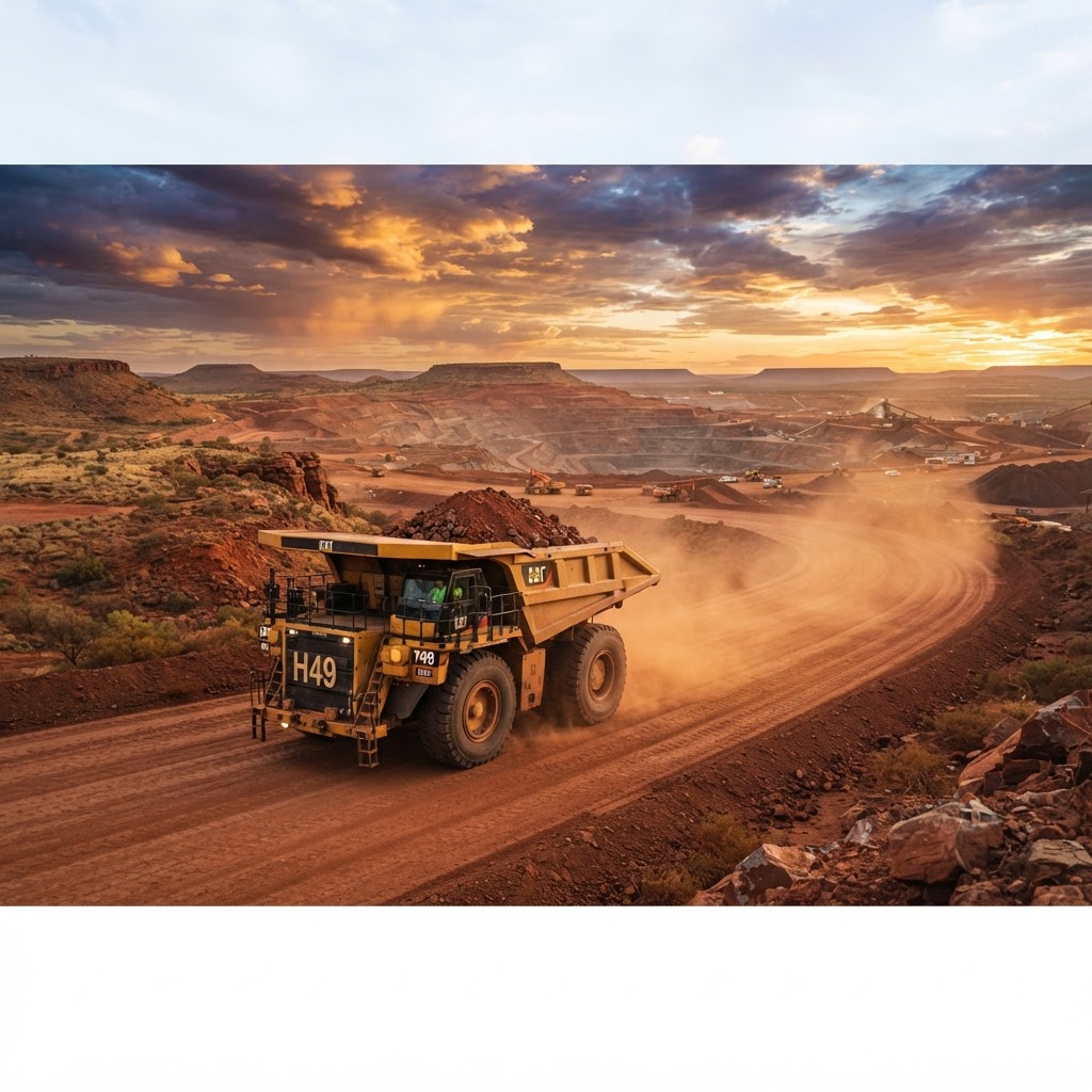 Heavy mining machinery operating on a remote site