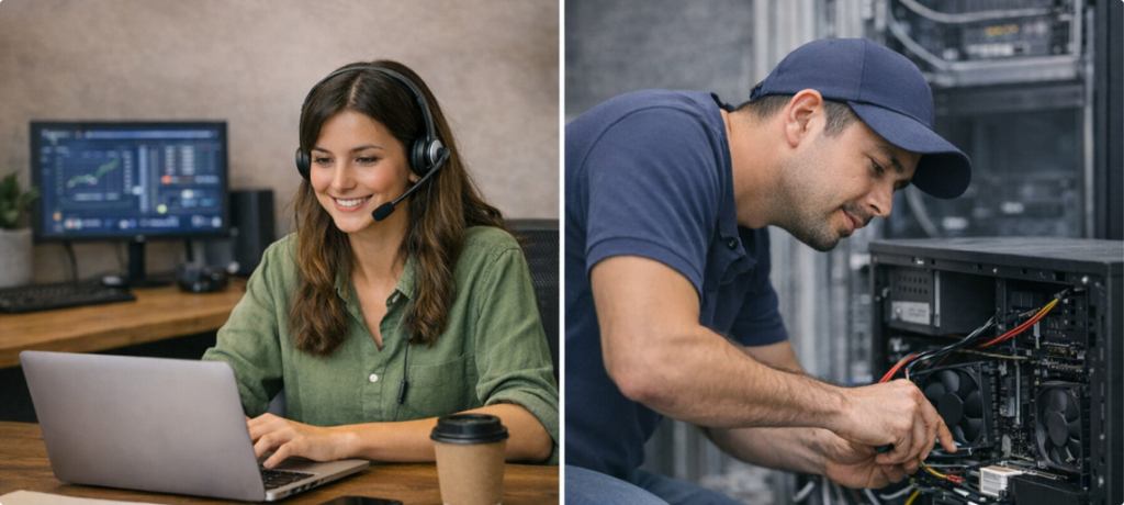 Equipo trabajando con tecnología