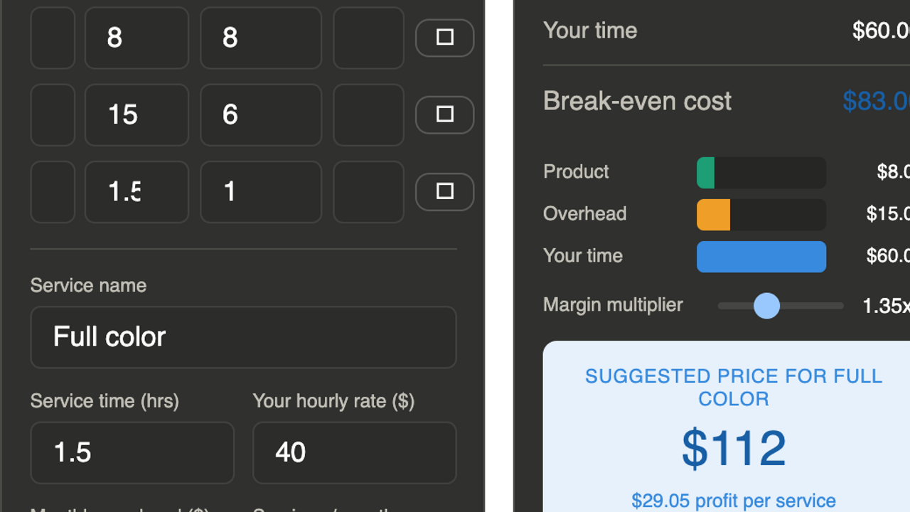 Service Pricing Calculator template preview