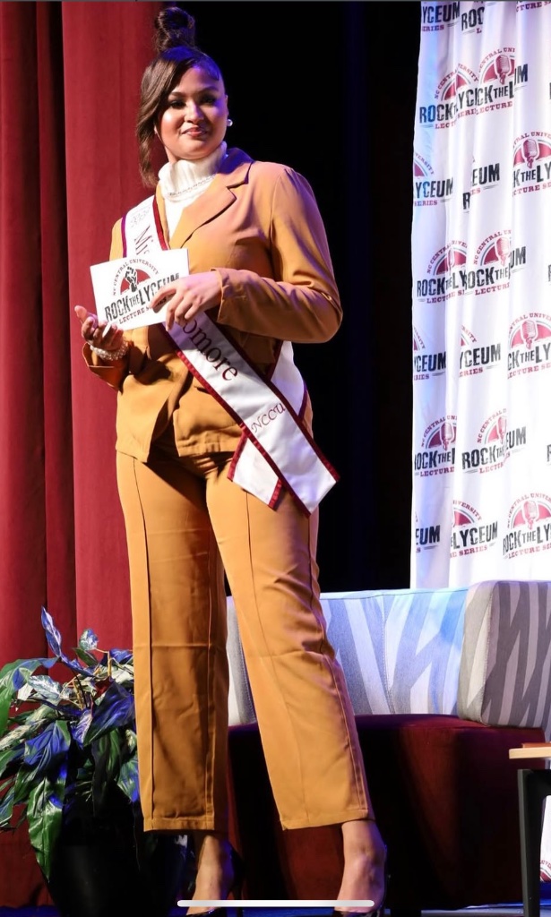 Karleigh speaking at an event