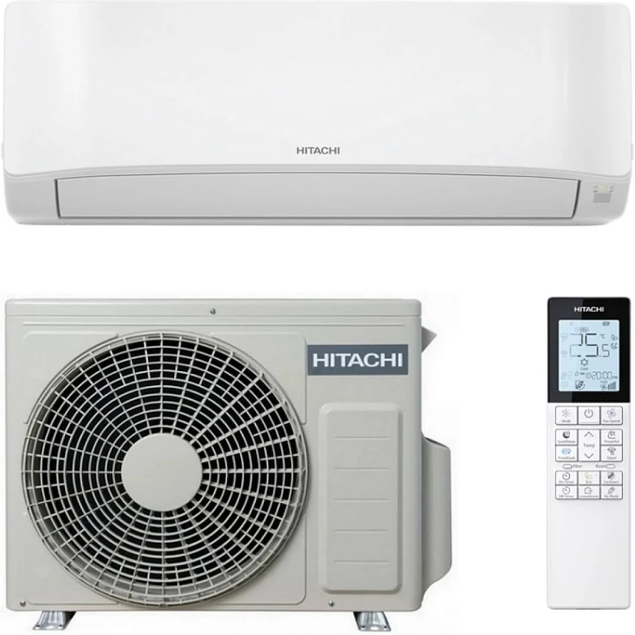 Hitachi Air Home indoor unit, outdoor condenser and remote