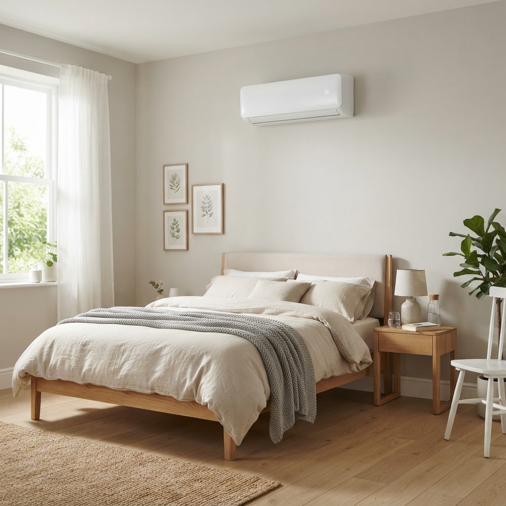 Samsung WindFree air conditioning installed in a modern bedroom