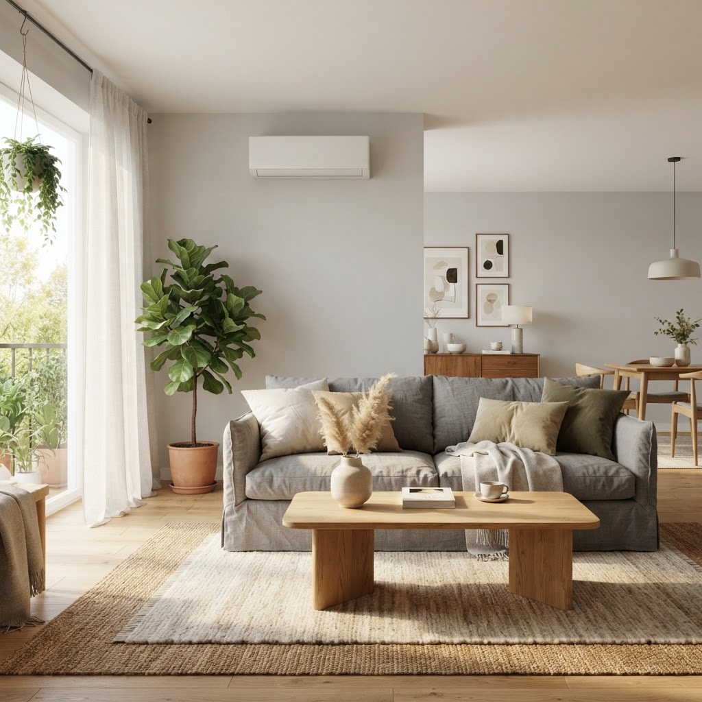 Samsung WindFree air conditioning installed in a contemporary living room
