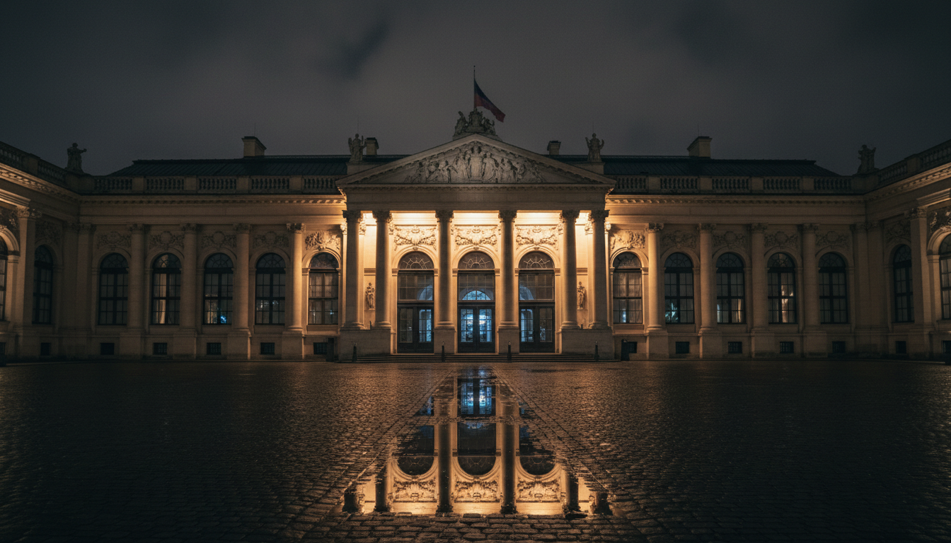 European architecture at night
