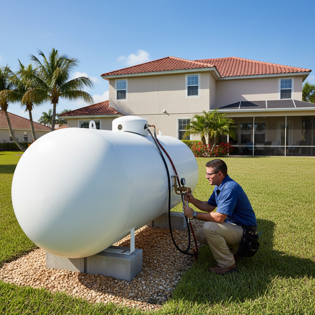 propane tank installation above ground underground Wimauma Riverview FL